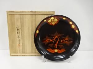 扇知屋造　秀衡塗　丸盆